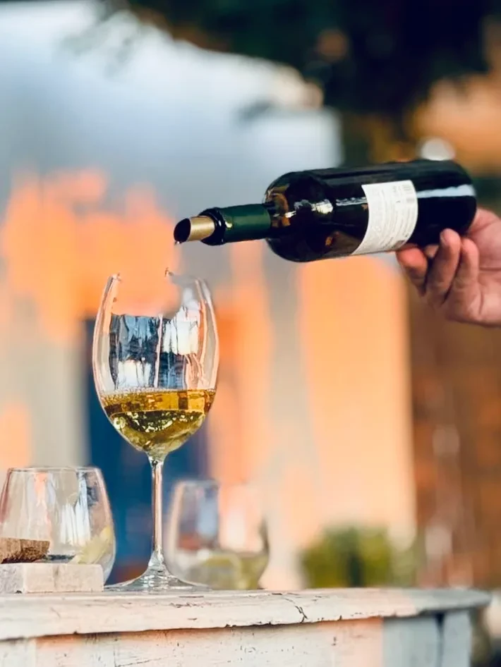 Pouring wine in a glass